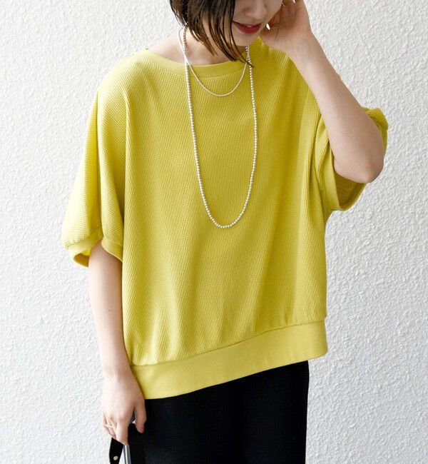 SHIPS any「SHIPS any:〈洗濯機可能〉ワッフル ワイド コクーン ドルマン TEE」|Tシャツ・カットソー|イエロー