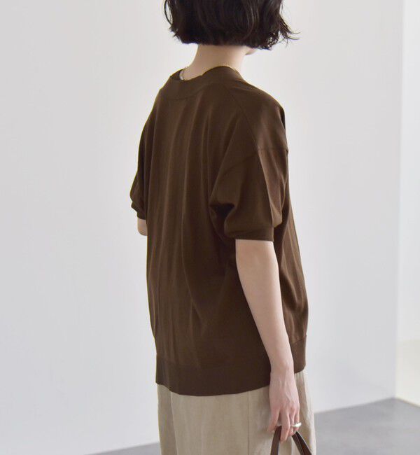 quaranciel「quaranciel:〈接触冷感〉 ワイド Vネック ハーフスリーブ シアー カーディガン」|カーディガン|