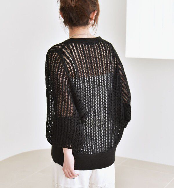 quaranciel「quaranciel:〈手洗い可能〉ラミー ミックス メッシュ シアー オーバーサイズ カーディガン」|カーディガン|