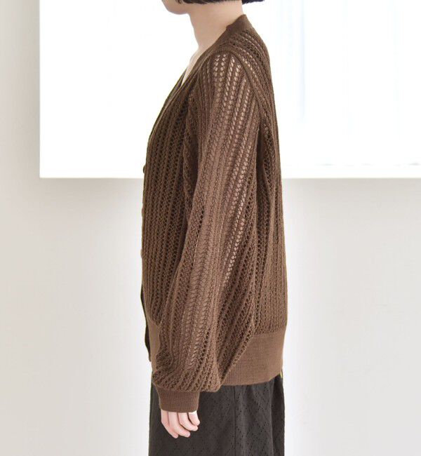 quaranciel「quaranciel:〈手洗い可能〉ラミー ミックス メッシュ シアー オーバーサイズ カーディガン」|カーディガン|