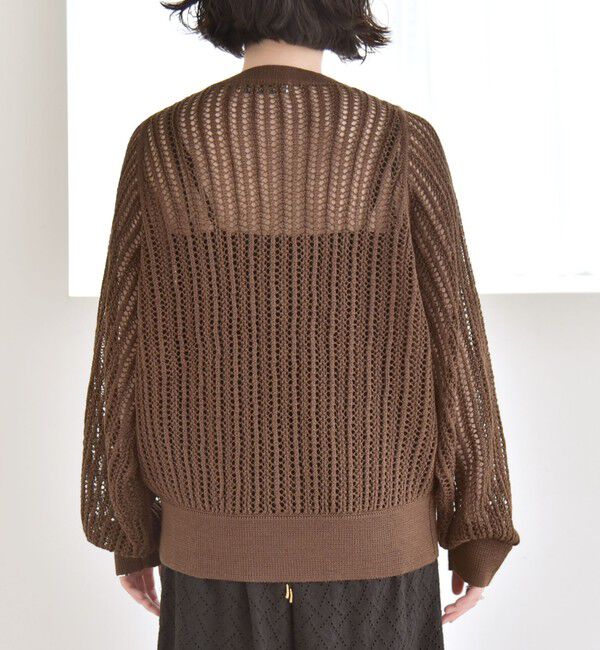 quaranciel「quaranciel:〈手洗い可能〉ラミー ミックス メッシュ シアー オーバーサイズ カーディガン」|カーディガン|