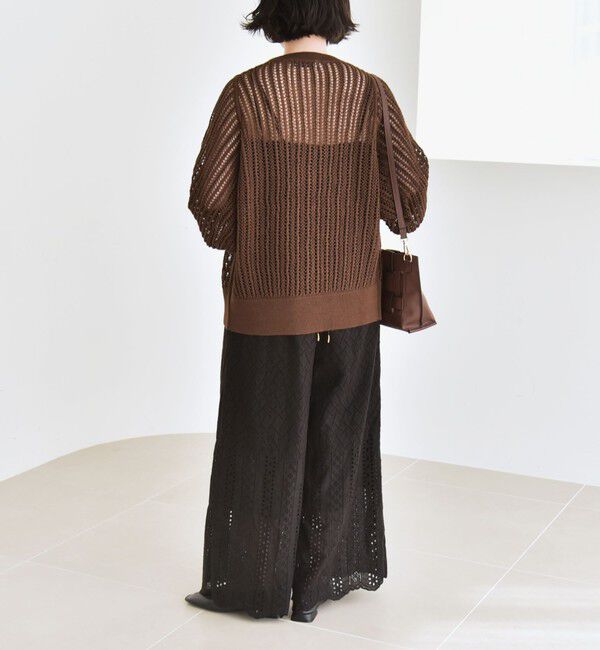 quaranciel「quaranciel:〈手洗い可能〉ラミー ミックス メッシュ シアー オーバーサイズ カーディガン」|カーディガン|