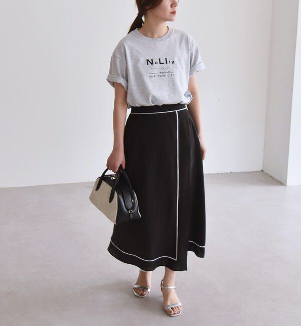 quaranciel「quaranciel:〈洗濯機可能〉パイピング Aライン ラップ スカート」|スカート|