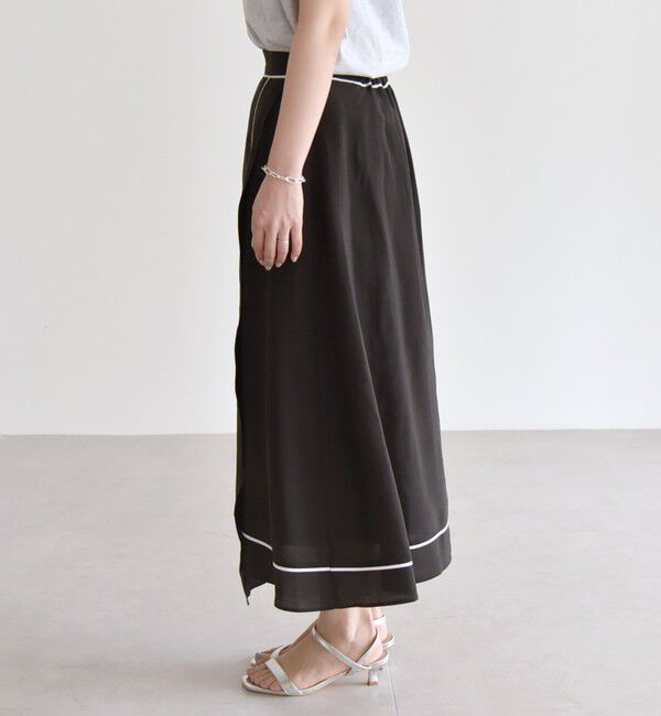 quaranciel「quaranciel:〈洗濯機可能〉パイピング Aライン ラップ スカート」|スカート|