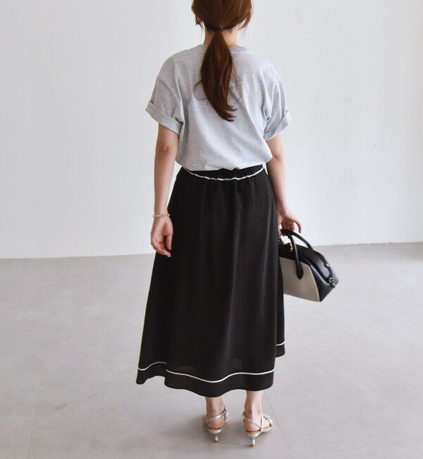 quaranciel「quaranciel:〈洗濯機可能〉パイピング Aライン ラップ スカート」|スカート|
