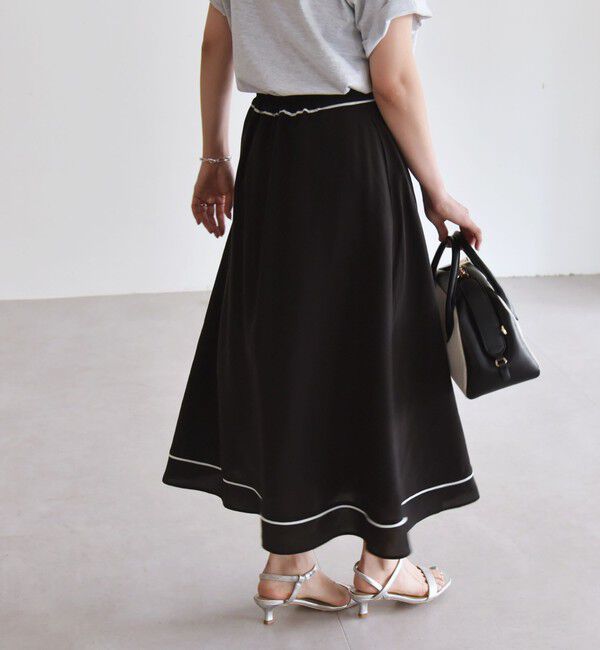 quaranciel「quaranciel:〈洗濯機可能〉パイピング Aライン ラップ スカート」|スカート|