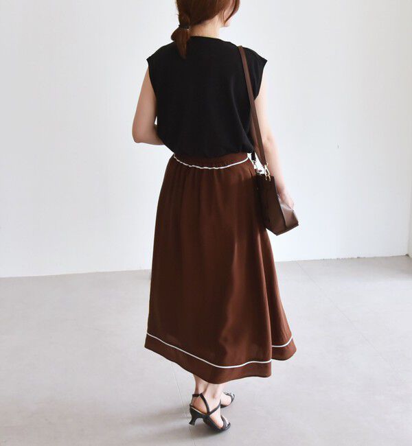 quaranciel「quaranciel:〈洗濯機可能〉パイピング Aライン ラップ スカート」|スカート|