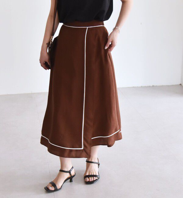 quaranciel「quaranciel:〈洗濯機可能〉パイピング Aライン ラップ スカート」|スカート|