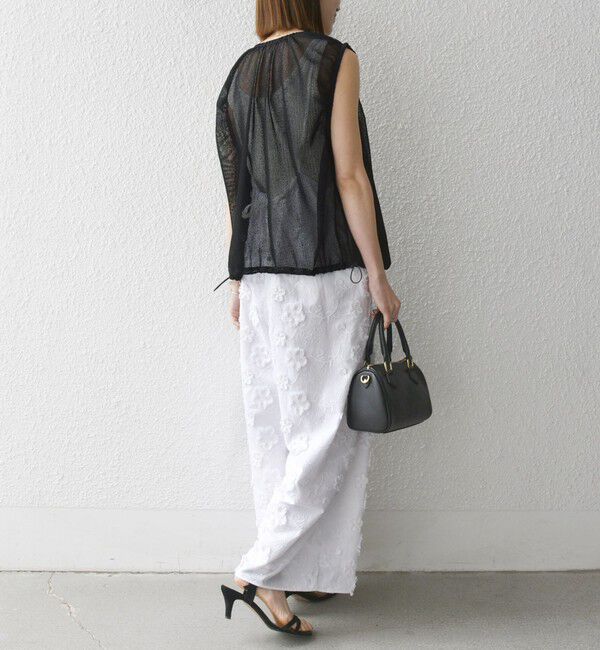 SHIPS any「SHIPS any:〈手洗い可能〉3D フラワー エンブロイダリー ギャザー サロペット」|オールインワン|