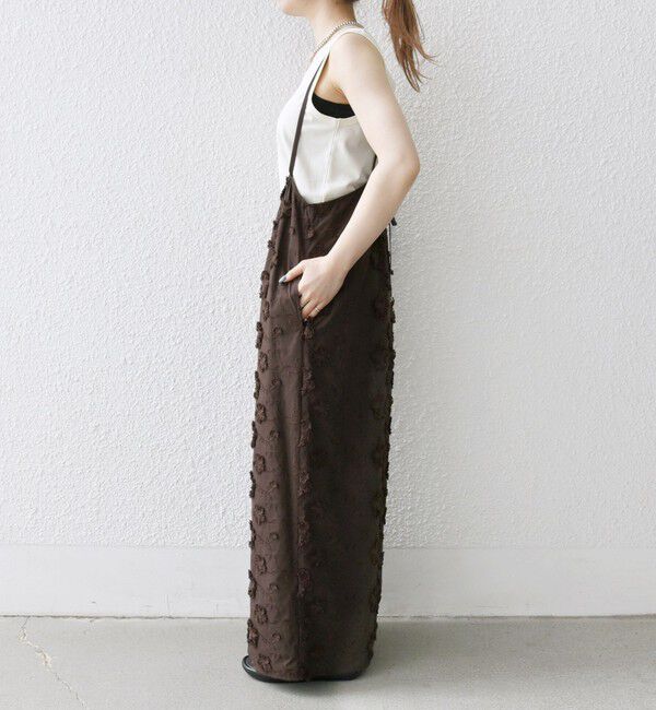 SHIPS any「SHIPS any:〈手洗い可能〉3D フラワー エンブロイダリー ギャザー サロペット」|オールインワン|