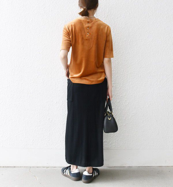 SHIPS any「SHIPS any:〈洗濯機可能〉ポリエステル ベロア ハーフスリーブ コンパクト TEE」|Tシャツ・カットソー|