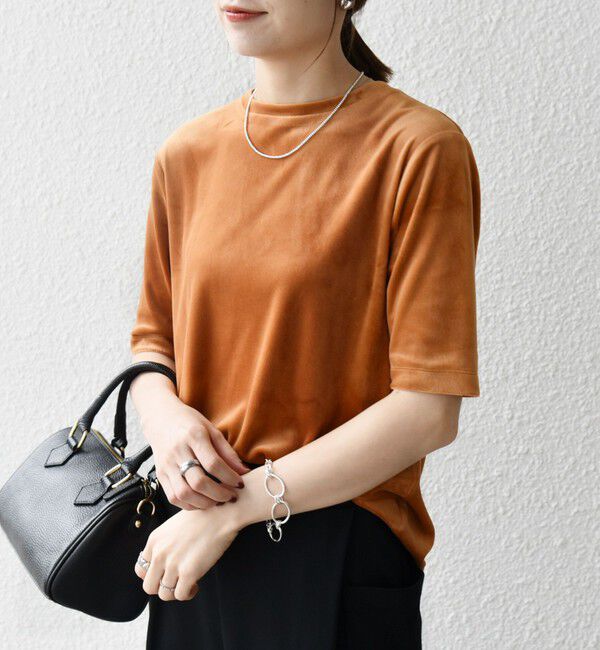 SHIPS any「SHIPS any:〈洗濯機可能〉ポリエステル ベロア ハーフスリーブ コンパクト TEE」|Tシャツ・カットソー|