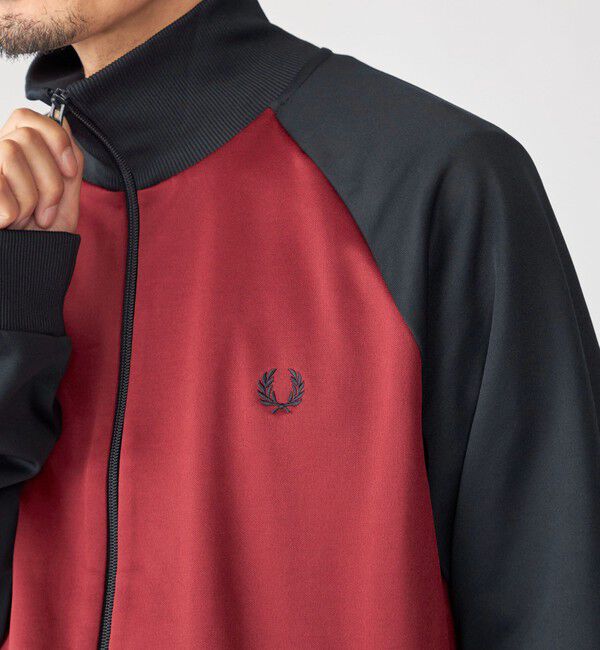 SHIPS「FRED PERRY: コントラスト スリーブ トラック ジャケット」|スウェット・ジャージ|レッド