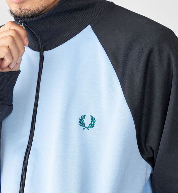 SHIPS「FRED PERRY: コントラスト スリーブ トラック ジャケット」|スウェット・ジャージ|ライトブルー