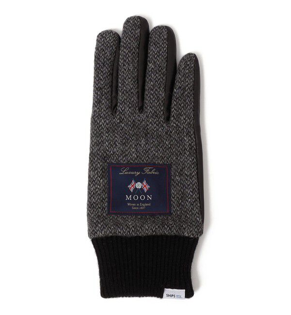 SHIPS any「SHIPS any:〈スマホ/タッチパネル対応〉MOON ツイード/レザー コンビ リブ グローブ◇」|手袋|