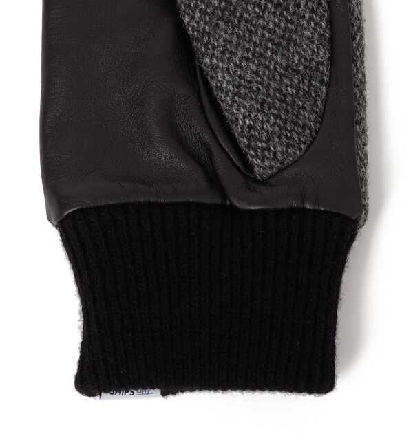 SHIPS any「SHIPS any:〈スマホ/タッチパネル対応〉MOON ツイード/レザー コンビ リブ グローブ◇」|手袋|