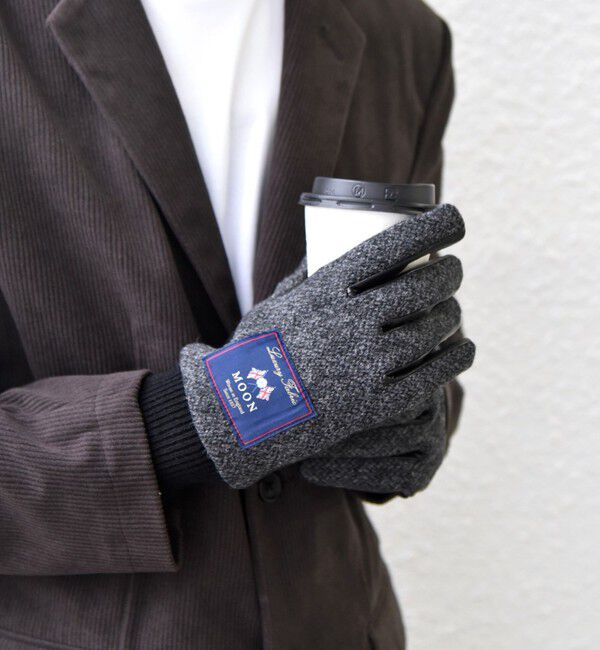 SHIPS any「SHIPS any:〈スマホ/タッチパネル対応〉MOON ツイード/レザー コンビ リブ グローブ◇」|手袋|