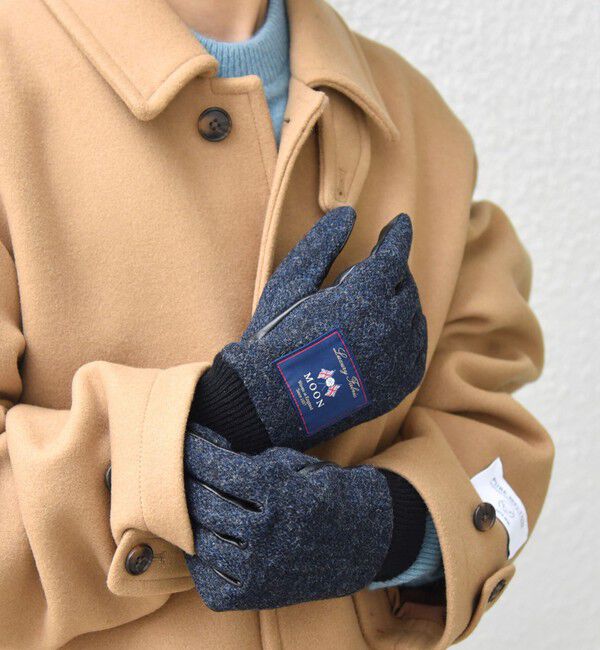 SHIPS any「SHIPS any:〈スマホ/タッチパネル対応〉MOON ツイード/レザー コンビ リブ グローブ◇」|手袋|