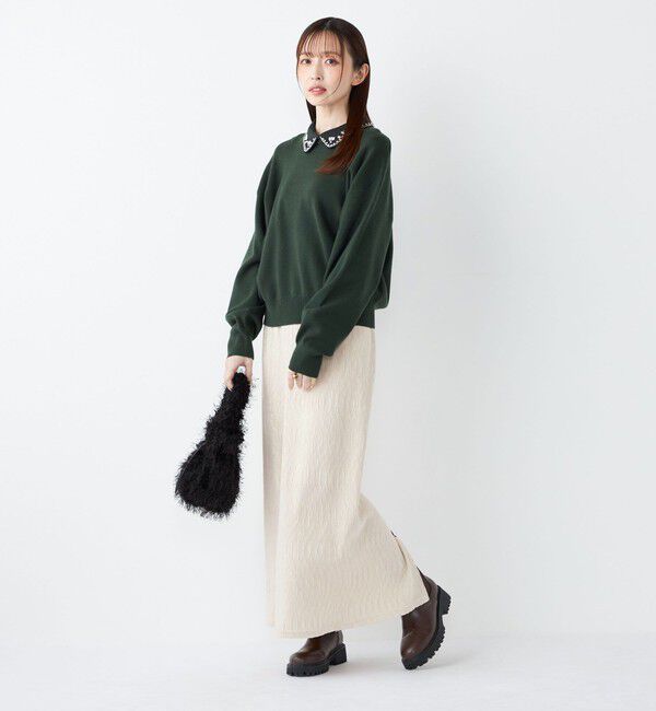 SHIPS Colors 「SHIPS Colors:〈手洗い可能〉ポリエステル ベロア プリーツ タイトスカート」|スカート|