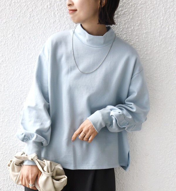 SHIPS for women「《予約》【WEB限定】〈手洗い可能〉モックネック 袖 フリル デザイン ミニ 裏毛 プルオーバー」|Tシャツ・カットソー|