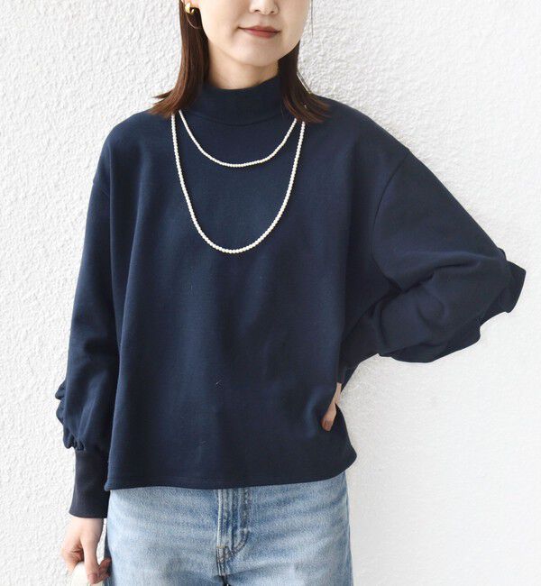 SHIPS for women「《予約》【WEB限定】〈手洗い可能〉モックネック 袖 フリル デザイン ミニ 裏毛 プルオーバー」|Tシャツ・カットソー|