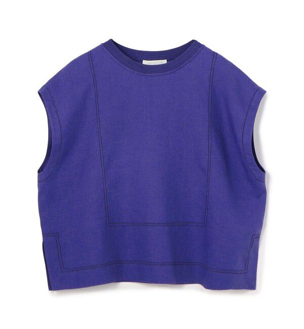 GALERIE VIE「リブコンビフレンチリネン フレンチスリーブプルオーバー」|シャツ・ブラウス|65 ブルー