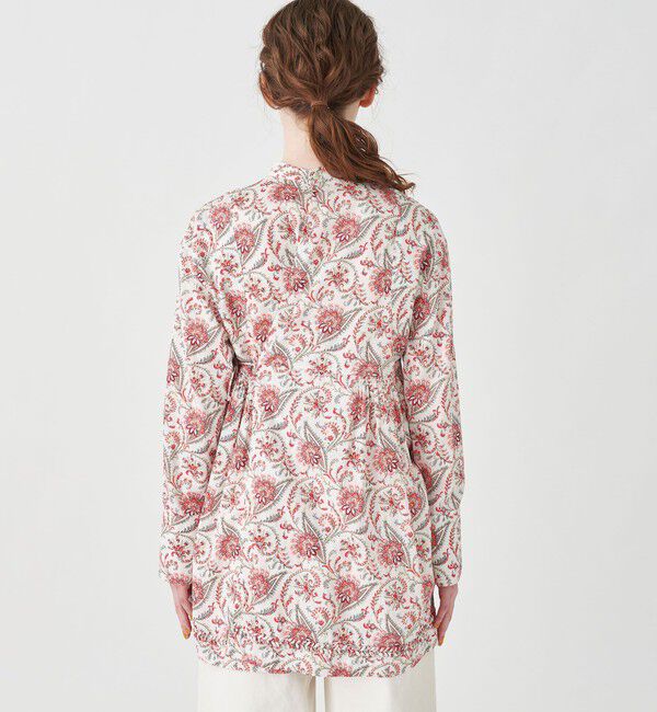 SOULEIADO「コットンサテンプリント チュニックブラウス」|シャツ・ブラウス|