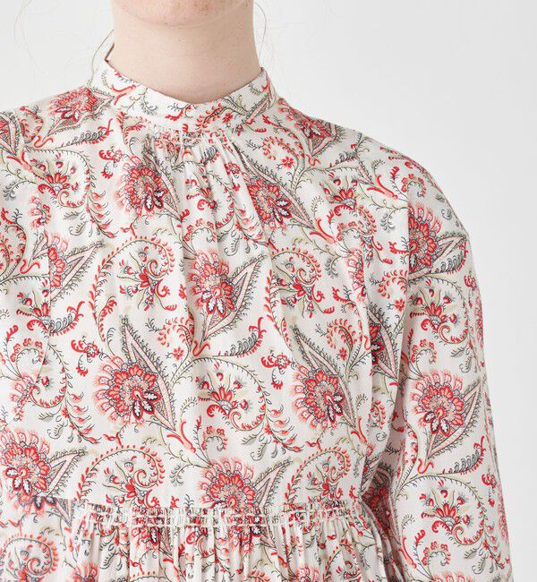 SOULEIADO「コットンサテンプリント チュニックブラウス」|シャツ・ブラウス|