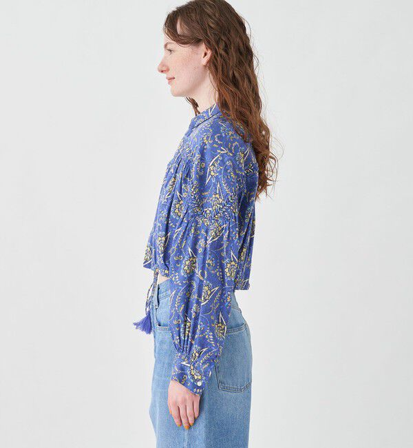 SOULEIADO「コットンサテンプリント クロップドブラウス」|シャツ・ブラウス|