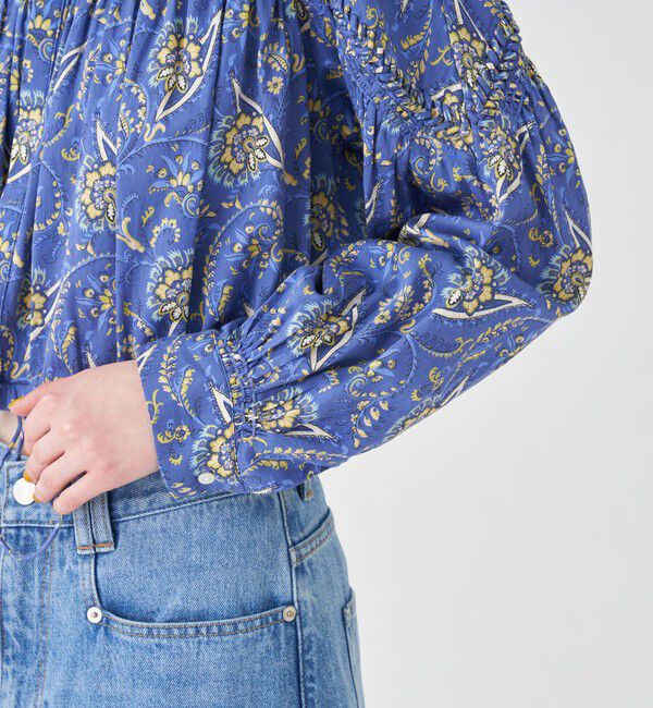 SOULEIADO「コットンサテンプリント クロップドブラウス」|シャツ・ブラウス|