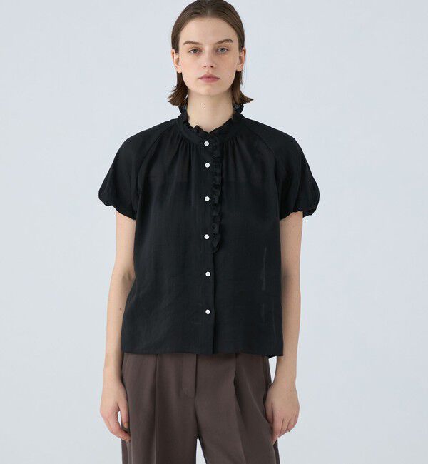 Ballsey「スムースラミー フリルカラーブラウス」|シャツ・ブラウス|