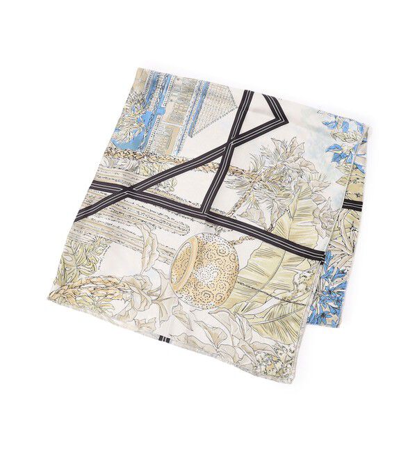 TOMORROWLAND GOODS「manipuri GARDEN シルクスカーフ」|バンダナ・スカーフ|62 オフホワイト系