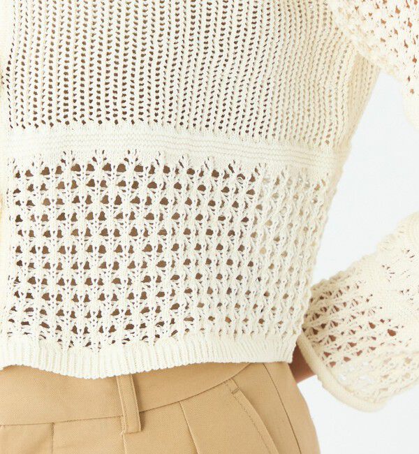 MACPHEE「【WEB限定】コットンレーシー クルーネックカーディガン」|カーディガン|