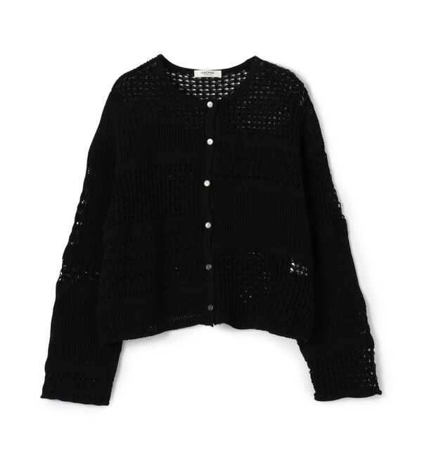 MACPHEE「【WEB限定】コットンレーシー クルーネックカーディガン」|カーディガン|19 ブラック