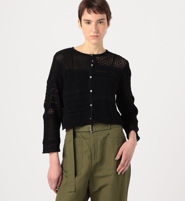 MACPHEE「【WEB限定】コットンレーシー クルーネックカーディガン」|カーディガン|