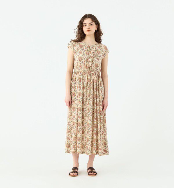 SOULEIADO「レーヨンプリント アシンメトリーフリルワンピース」|ワンピース|