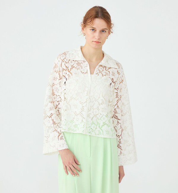 Ballsey「【WEB先行予約】フラワーコードレース スキッパーブラウス」|シャツ・ブラウス|