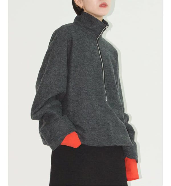  「FELTED WOOL HALF ZIP TOP：カットソー」|Tシャツ・カットソー|グレー