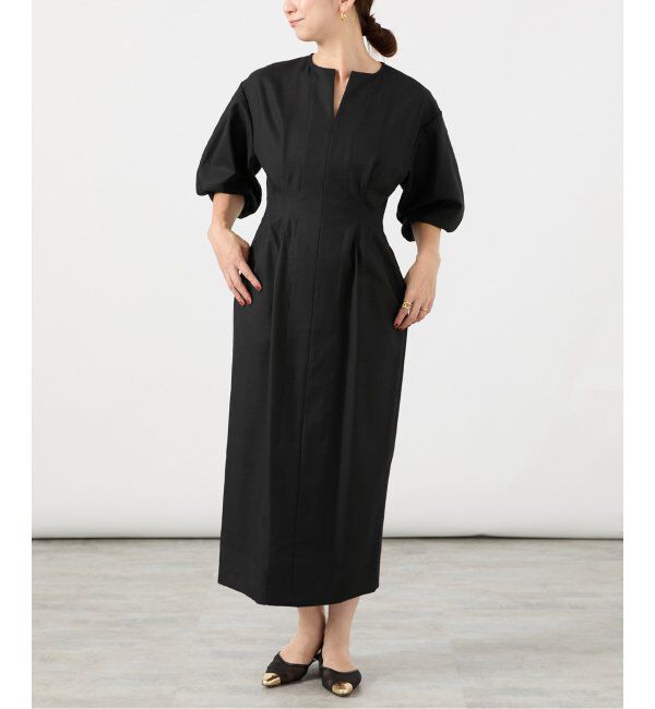 VERMEIL par iena「《追加》P/Ryツイルウエストシェイプワンピース」|ワンピース|ブラック
