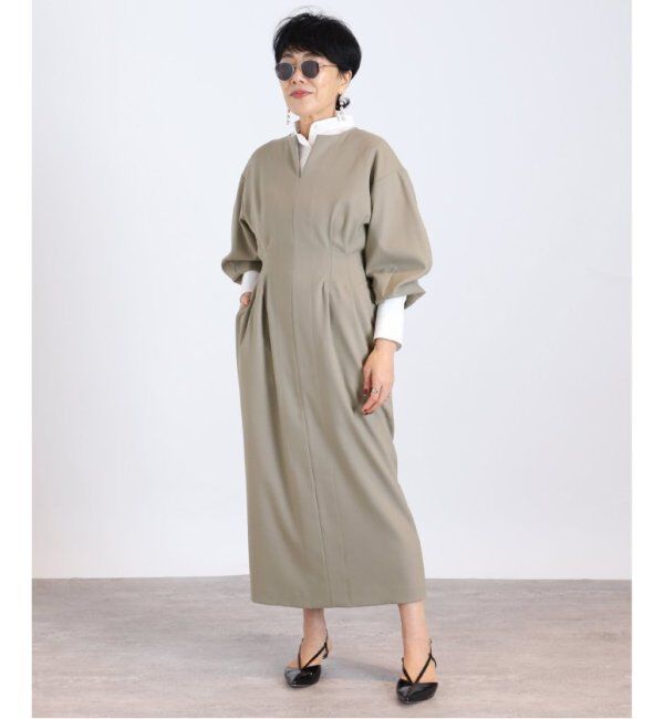 VERMEIL par iena「《追加》P/Ryツイルウエストシェイプワンピース」|ワンピース|