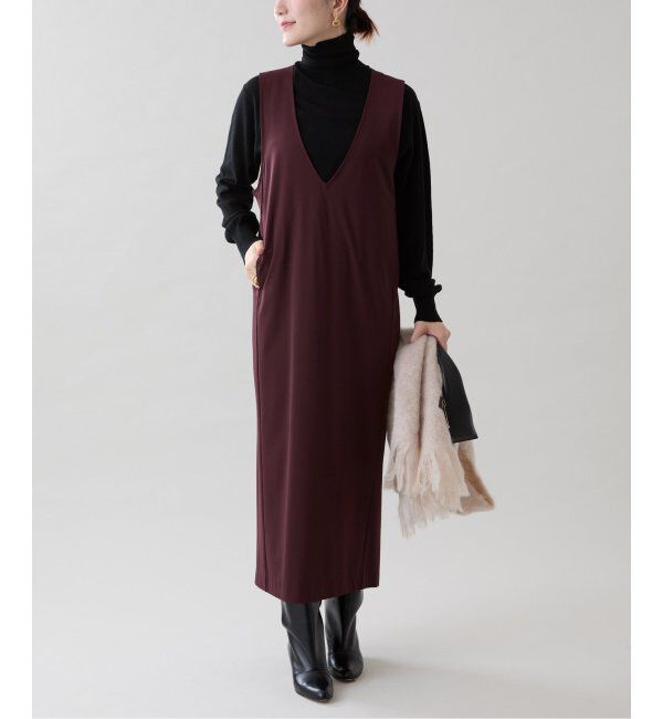 VERMEIL par iena「コンパクトジャージナローワンピース」|ワンピース|ボルドー
