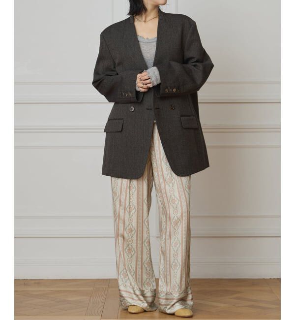 IENA LA BOUCLE「IENA LA BOUCLE メランジウールカラーレスジャケット」|ノーカラージャケット|