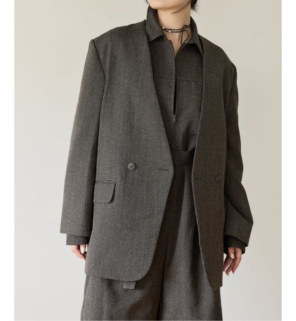 IENA LA BOUCLE「IENA LA BOUCLE メランジウールカラーレスジャケット」|ノーカラージャケット|