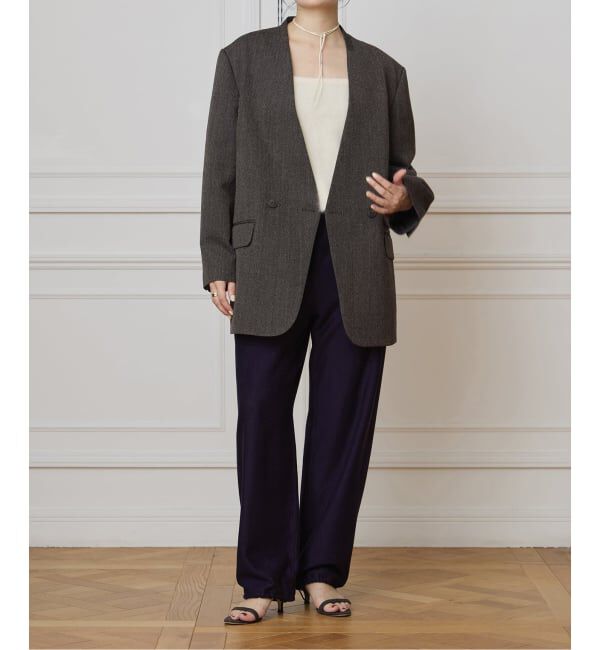 IENA LA BOUCLE「IENA LA BOUCLE メランジウールカラーレスジャケット」|ノーカラージャケット|