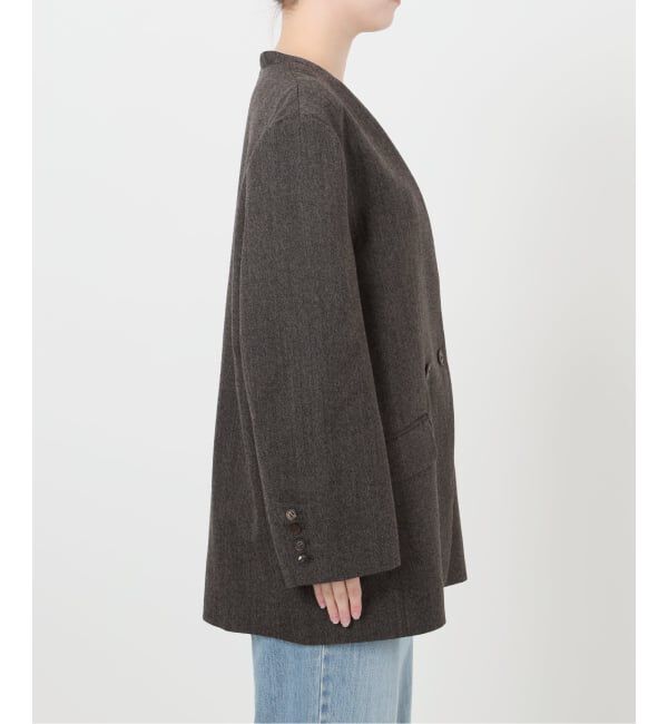 IENA LA BOUCLE「IENA LA BOUCLE メランジウールカラーレスジャケット」|ノーカラージャケット|