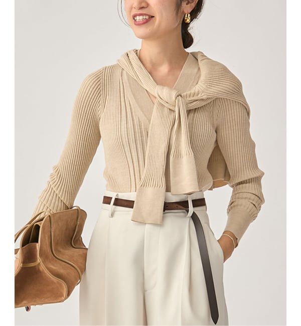 VERMEIL par iena「SLOWOOL Vネック プルオーバー」|ニット・セーター|ベージュ