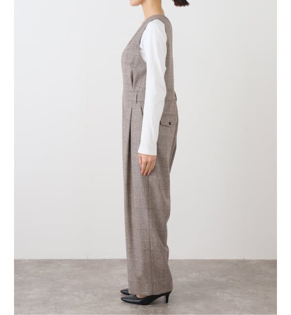 IENA「ソフトチェック サロペット」|オールインワン|