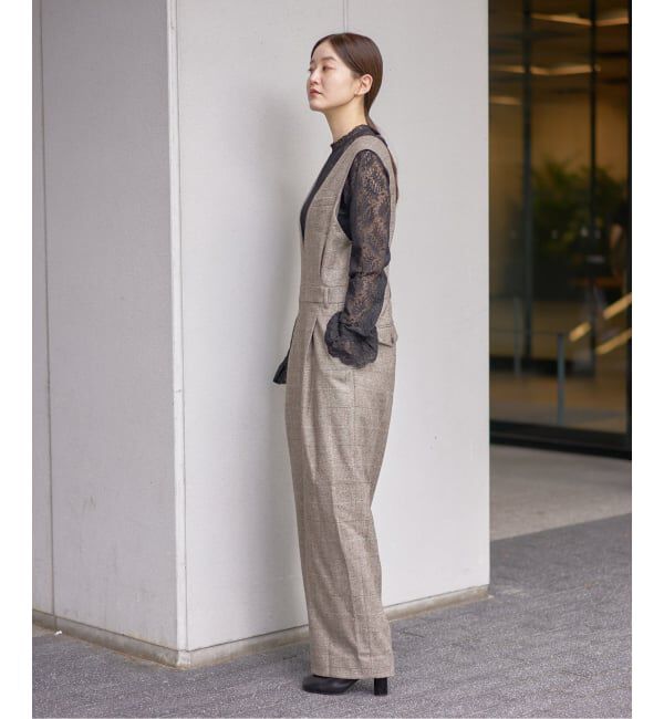 IENA「ソフトチェック サロペット」|オールインワン|