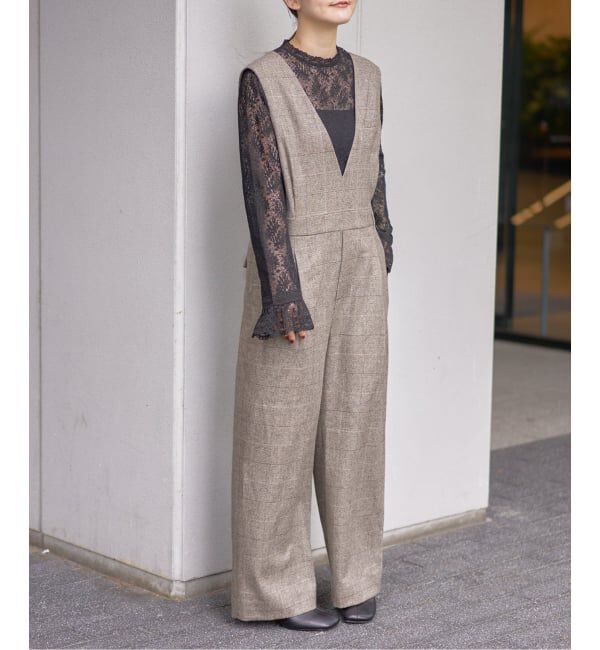 IENA「ソフトチェック サロペット」|オールインワン|