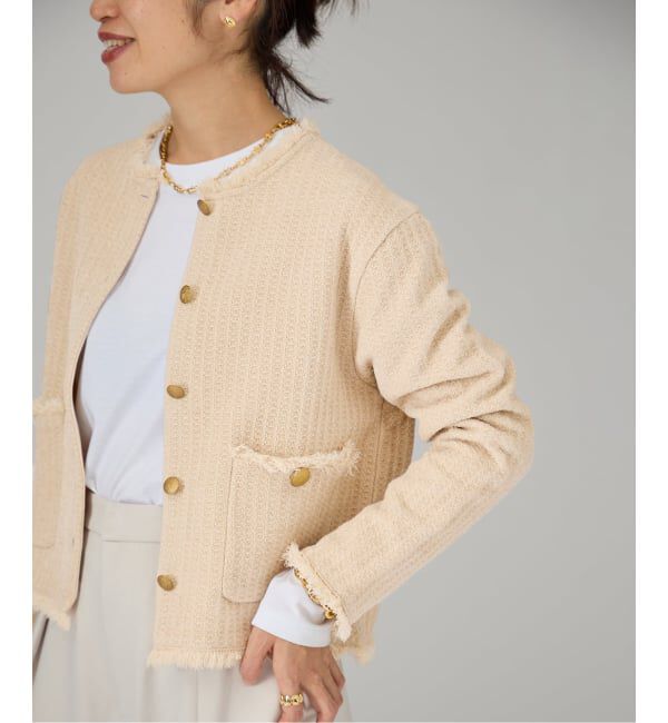 VERMEIL par iena「《予約》TWEED KNITジャケット カーディガン」|カーディガン|ベージュ